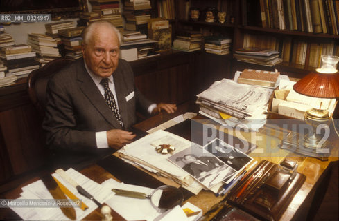 Rome, about 1988. Italian politician Randolfo pacciardi / Roma, 1988 circa. Il politico repubblicano Randolfo Pacciardi - ©Marcello Mencarini/Rosebud2