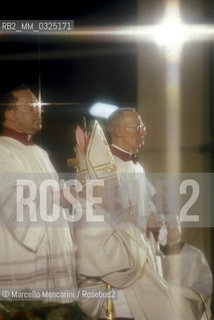 Vatican City, St. Peters Basilica, 1978. Pope John Paul II (Karol Wojtyla) during an Audience / Città del Vaticano, Basilica di San Pietro, 1978. Papa Giovanni Paolo II (Karol Wojtyla) durante unudienza - ©Marcello Mencarini/Rosebud2