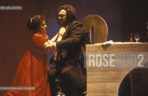 Rome Opera House, 1990. Tenor Luciano Pavarotti and soprano Raina Kabaivanska in Tosca / Teatro dellOpera di Roma 1990. Il tenore Luciano Pavarotti e il soprano Raina Kabaivanska in Tosca  - ©Marcello Mencarini/Rosebud2