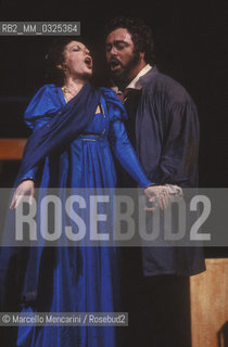 Rome Opera House, 1990. Tenor Luciano Pavarotti and soprano Raina Kabaivanska in Tosca / Teatro dellOpera di Roma 1990. Il tenore Luciano Pavarotti e il soprano Raina Kabaivanska in Tosca  - ©Marcello Mencarini/Rosebud2