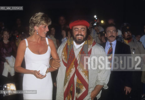 Modena, 12/09/1995, Pavarotti and Friends. Lady Diana Spencer princess of Wales and tenor Luciano Pavarotti / Modena, 12/09/1995. Pavarotti and Friends. Lady Diana Spencer e il tenore Luciano Pavarotti - ©Marcello Mencarini/Rosebud2