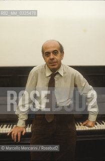 Rome, Olympic Theater, 1983. Italian composer Francesco Pennisi after the performing of his opera Descrizione dellisola ferdinandea (Description of the Ferdinandea Island) / Roma, Teatro Olimpico, 1983. Il compositore Francesco Pennisi dopo lesecuzione della sua opera Descrizione dellisola ferdinandea - ©Marcello Mencarini/Rosebud2