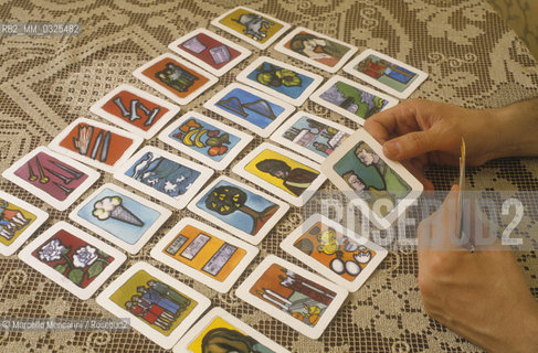 Playing cards designed by Italian mathematician and game inventor Ennio Peres, about 1990 / Cartedagioco disegnate dal matematico e ideatore di giochi Ennio Peres, 1990 circa  - ©Marcello Mencarini/Rosebud2