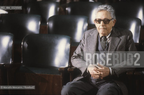 Rome, 1979. Italian composer Goffredo Petrassi among the audience to attend a concert of his music at La Sapienza University on the occasion of his birthday / Roma, 1979. Il compositore Goffredo Petrassi tra il pubblico per lassistere allesecuzione di sue musiche allUniversità La Sapienza in occasione del suo compleanno - ©Marcello Mencarini/Rosebud2