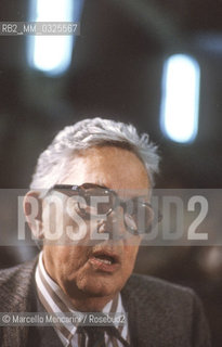 Rome, 1979. Italian composer Goffredo Petrassi among the audience to attend a concert of his music at La Sapienza University on the occasion of his birthday / Roma, 1979. Il compositore Goffredo Petrassi tra il pubblico per lassistere allesecuzione di sue musiche allUniversità La Sapienza in occasione del suo compleanno - ©Marcello Mencarini/Rosebud2