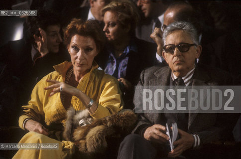 Rome, 1979. Italian composer Goffredo Petrassi with his wife Rosetta Acerbi among the audience to attend a concert of his music at La Sapienza University on the occasion of his birthday / Roma, 1979. Il compositore Goffredo Petrassi con la moglie Rosetta Acerbi tra il pubblico per lassistere allesecuzione di sue musiche allUniversità La Sapienza  in occasione del suo compleanno - ©Marcello Mencarini/Rosebud2