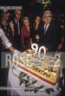 Zagarolo (Rome) July 16, 1994. Composer Goffredo Petrassi during the celebrations for his 90th birthday in his birth town /  Zagarolo (Roma) 16 luglio 1994. Il compositore Goffredo Petrassi durante i festeggiamenti per il suo novantesimo compleanno nel suo paese natale - ©Marcello Mencarini/Rosebud2