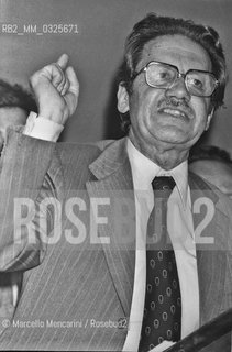 Modena, 1979. Politician member of the Italian Christian Democracy Party Flaminio Piccoli making a speech at the Festa dellAmicizia (Friendship Festival), the annual meeting of his party / Modena, 1979. Il politico della Democrazia Cristiana Flaminio Piccoli mentre fa un discorso alla Festa dellAmicizia, raduno annuale del suo partito - ©Marcello Mencarini/Rosebud2