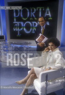 Journalist Bruno Vespa and Italian Chamber of Deputies President Irene Pivetti during the TV program Porta a Porta, 1994 / Bruno Vespa e il Presidente della Camera dei Deputati Irene Pivetti durante la trasmissione televisiva Porta a porta, 1994 - ©Marcello Mencarini/Rosebud2