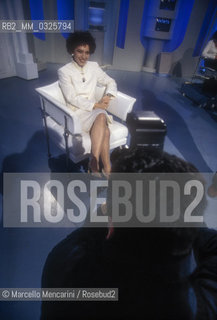 Irene Pivetti, Italian Chamber of Deputies President, participating in the TV program Porta a Porta, 1994 / Irene Pivetti, Presidente della Camera dei Deputati alla trasmissione televisiva Porta a porta, 1994 - ©Marcello Mencarini/Rosebud2