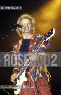 The police performing live. Bassist and vocalist Sting (Gordon Sumner), Rome about 1980 / I Police in concerto. Il bassista e cantante Sting (Gordon Sumner) - ©Marcello Mencarini/Rosebud2