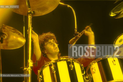 Bergamo, 1987. Stefano DOrazio, drummer of the Italian pop group The Pooh / Bergamo, 1987. Stefano DOrazio, batterista del gruppo pop dei Pooh - ©Marcello Mencarini/Rosebud2