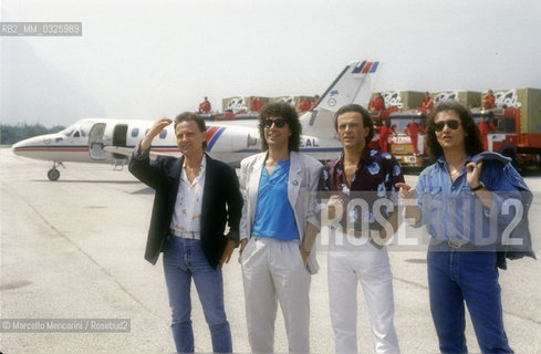 Trento, 1987. Italian pop group The Pooh: Roberto Facchinetti, Stefano DOrazio, Dodi Battaglia, Red Canzian / Trento, 1987. Il gruppo pop dei Pooh: Roberto Facchinetti, Stefano DOrazio, Dodi Battaglia, Red Canzian - ©Marcello Mencarini/Rosebud2