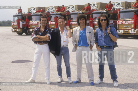 Trento, 1987. Italian pop group The Pooh: Dodi Battaglia, Roberto Facchinetti, Stefano DOrazio, Red Canzian / Trento, 1987. Il gruppo pop dei Pooh: Dodi Battaglia, Roberto Facchinetti, Stefano DOrazio, Red Canzian - ©Marcello Mencarini/Rosebud2