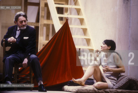 Rome, 1984. Italian actors Franco Parenti and Paola Rinaldi in I promessi sposi alla prova (The Betrothed to the Test) written by Giovanni testori and directed by Franco Parenti / Roma, 1984. Gli attori Franco Parenti e Paola Rinaldi in I promessi sposi alla prova, scritto da Giovanni Testori e diretto da Franco Parenti - ©Marcello Mencarini/Rosebud2