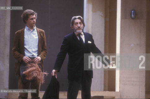 Rome, 1984, Actors Giovanni Crippa and Franco Parenti in I promessi sposi alla prova (The Betrothed to the Test) written by Giovanni Testori and directed by Franco Parenti / Roma, 1984. Gli attori Giovanni Crippa e Franco Parenti in I promessi sposi alla prova scritto da Giovanni Parenti e diretto da Franco Parenti - ©Marcello Mencarini/Rosebud2