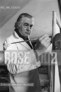 Rome, 1981. Italian painter Domenico Purificato in his studio / Roma, 1981. Il pittore Domenico Purificato nel suo studio - ©Marcello Mencarini/Rosebud2