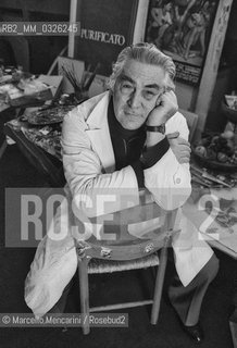 Rome, 1981. Italian painter Domenico Purificato in his studio / Roma, 1981. Il pittore Domenico Purificato nel suo studio - ©Marcello Mencarini/Rosebud2