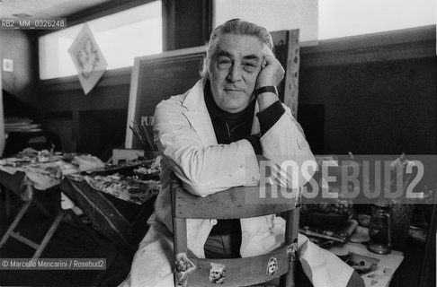 Rome, 1981. Italian painter Domenico Purificato in his studio / Roma, 1981. Il pittore Domenico Purificato nel suo studio - ©Marcello Mencarini/Rosebud2