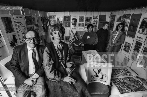 Lucca Comics 1984. Marcelo Ravoni and his wife Coleta Goria, founders of the comics agency Quiopos / Salone del Fumetto di Lucca 1984. Marcelo Ravoni e sua moglie Coleta Goria fondatori dellagenzia di disegnatori di fumetti Quipos - ©Marcello Mencarini/Rosebud2