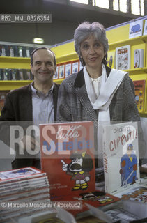 Lucca Comics 1984. Marcelo Ravoni and his wife Coleta Goria, founders of the comics agency Quiopos / Salone del Fumetto di Lucca 1984. Marcelo Ravoni e sua moglie Coleta Goria fondatori dellagenzia di disegnatori di fumetti Quipos - ©Marcello Mencarini/Rosebud2