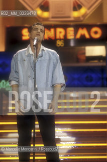 Sanremo Music Festival 1986. Italian pop singer Eros Ramazzotti, winner of the Festival with the song Adesso tu / Festival di Sanremo 1986. Eros Ramazzotti, vincitore con la canzone Adesso tu - ©Marcello Mencarini/Rosebud2