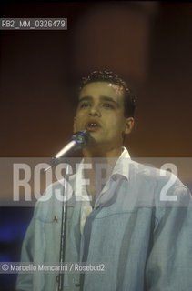 Sanremo Music Festival 1986. Italian pop singer Eros Ramazzotti, winner of the Festival with the song Adesso tu / Festival di Sanremo 1986. Eros Ramazzotti, vincitore con la canzone Adesso tu - ©Marcello Mencarini/Rosebud2