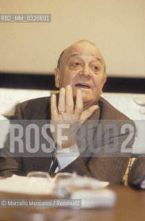 Sanremo Music Festival 1984. Gianni Ravera, music organizer of the Festival, during a press conference / Festival di Sanremo 1984. Lorganizzatore musicale Gianni Ravera durante una conferenza stampa - ©Marcello Mencarini/Rosebud2