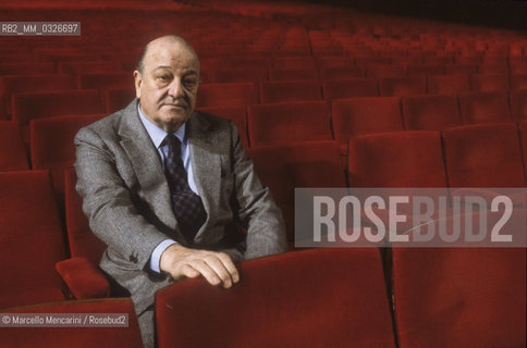 Sanremo Music Festival 1984. Gianni Ravera, music organizer of the Festival, at Ariston Theater seat of the event  / Festival di Sanremo 1984. Lorganizzatore musicale Gianni Ravera nel Teatro Ariston, sede dellevento - ©Marcello Mencarini/Rosebud2