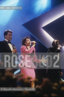 Sanremo Music Festival 1988. Italian pop group I Ricchi e Poveri performing their song Nascerà Gesù / Festival di Sanremo 1988. I Ricchi e Poveri cantano Nascerà Gesù - ©Marcello Mencarini/Rosebud2