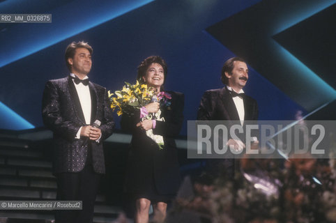 Sanremo Music Festival 1988. Italian pop group I Ricchi e Poveri, at the Festival with their song Nascerà Gesù / Festival di Sanremo 1988. I Ricchi e Poveri, al Festival con la canzone Nascerà Gesù - ©Marcello Mencarini/Rosebud2