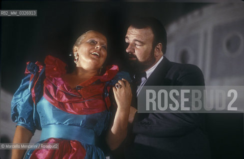 Ariccia (Rome), 1988. Opera singers Katia Ricciarelli and  Chris Merritt performing at Giacomo Lauri Volpi International Award/ Ariccia, (Roma)1988. I cantanti lirici Katia Ricciarelli e  Chris Merritt al Premio Lirico internazionale Giacomo Lauri Volpi - ©Marcello Mencarini/Rosebud2