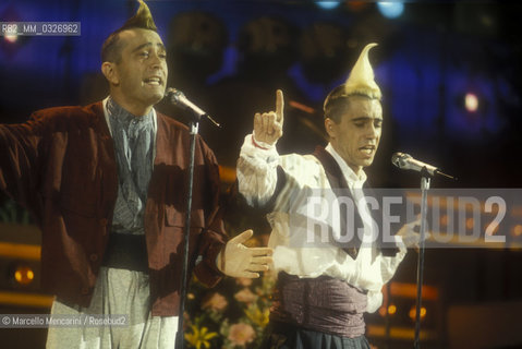 Sanremo Music Festival 1986. Italian pop duo Righeira / Festival di Sanremo 1986. I Righeira, duo pop - ©Marcello Mencarini/Rosebud2