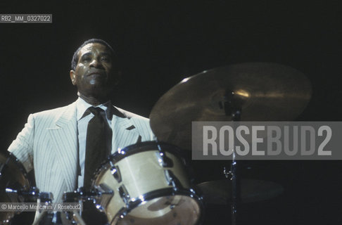 Rome, 1981. American jazz percussionist, drummer, and composer Max Roach performing / Roma, 1981. Il percussionista jazz Max Roach durante un concerto - ©Marcello Mencarini/Rosebud2