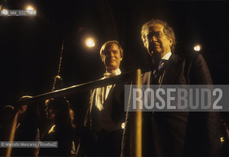 Venice Music Biennale 1995. American conductor David Robertson and Italian composer Luciano Berio, winner of the Golden Lion for Lifetime Achievement in Music  / Biennale Musica di venezia 1995. Il direttore dorchestra David Robertson e il compositore Luciano Berio, vincitore del Leone d’oro alla carriera per la Musica - ©Marcello Mencarini/Rosebud2