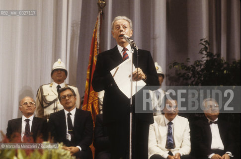 Venice Lido, Venice Film Festival, about 1985.  Italian film critic and director of the Festival, Gian Luigi Rondi / Lido di Venezia, Mostra del Cinema di Venezia, 1985 circa. Il critico cinematografico e direttore della Mostra Gian Luigi Rondi - ©Marcello Mencarini/Rosebud2