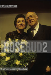 Rome, National Theater, December 21, 1999. Cellist and conductor Mstislav Rostropovich and his wife, soprano Galina Vishnevskaya  / Roma, Teatro Nazionale, 21 dicembre 1999. Il violoncellista e direttore dorchestra Mstislav Rostropovich con la moglie, il soprano Galina Vishnevskaya - ©Marcello Mencarini/Rosebud2