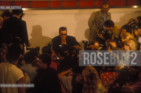 Venice Lido, Venice Film Festival 1989. American actor Mickey Rourke during a press conference / Lido di venezia, Mostra del Cinema di Venezia 1989. Lattore Mickey Rourke durante una conferenza stampa - ©Marcello Mencarini/Rosebud2