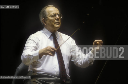 Rome, 1995. German conductor Wolfgang Sawallisch performing a rehearsal / Roma, 1995. Il direttore dorchestra Wolfgang Sawallisch durante una prova - ©Marcello Mencarini/Rosebud2