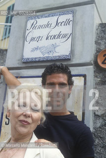 Albisola (Savona), Jul 1999. Italian soprano Renata Scotto and her son Filippo Anselmi in front of her singing academy / Albisola (Savona), luglio 1999. Il soprano Renata Scotto con il figlio Filippo Anselmi davanti alla sua scuola di canto - ©Marcello Mencarini/Rosebud2