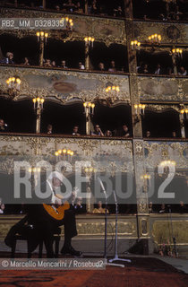 Venice, La Fenice Theater, 1980. Classical guitarist Andrés Segovia performing at his concert for receiving the A Life for Music award / Venezia, Teatro La Fenice, 1980. Il chitarrista classico Andrés Segovia durante il suo concerto in occasione del premio Una vita per la musica a lui attribuito - ©Marcello Mencarini/Rosebud2