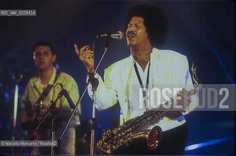 Italian jazz-rock saxophonist James Senese performing (about 1985) / Il sassofonista jazz-rock James Senese in concerto (1985 circa) - ©Marcello Mencarini/Rosebud2