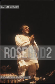 Rome, 1982. Indian musician, composer, and player of sitar Ravi Shankar performing / Roma, 1982. Il musicista e compositore indiano suonatore i sitar Ravi Shankar durante un concerto - ©Marcello Mencarini/Rosebud2