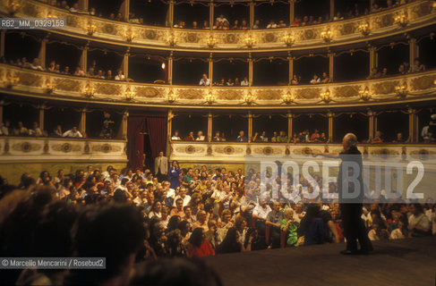 Spoleto, Festival of Two Worlds 1993?. Dario Fo performing at the Teatro Nuovo (New Theater) /  Spoleto, Festival dei due mondi 1993?. Dario Fo mentre recita nel Teatro Nuovo - ©Marcello Mencarini/Rosebud2