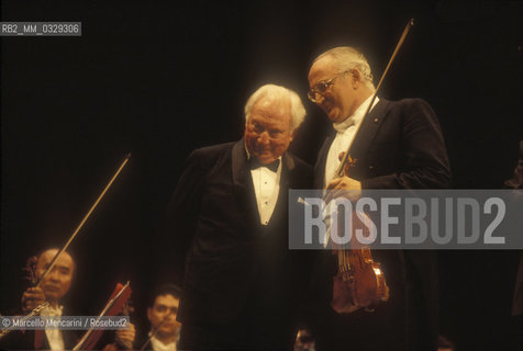 Venice, 1996. Violinists Isaac Stern and Salvatore Accardo / Venezia, 1996. I violinisti Isaac Stern e Salvatore Accardo - ©Marcello Mencarini/Rosebud2