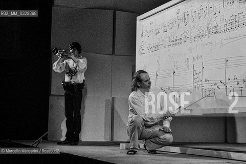 Rome, 1980. German composer Karlheinz Stockhausen and his son Markus during a workshop / Roma, 1980. Il compositore Karlheinz Stockhausen e suo figlio Markus durante una lezione - ©Marcello Mencarini/Rosebud2