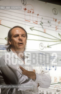 Rome, 1980. German composer Karlheinz Stockhausen during a workshop / Roma, 1980. Il compositore Karlheinz Stockhausen durante una lezione - ©Marcello Mencarini/Rosebud2