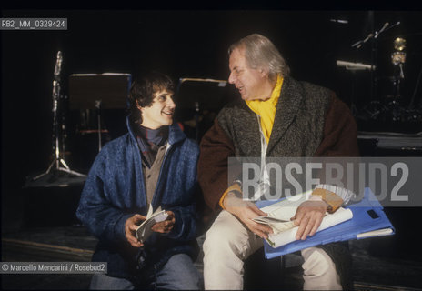 Venice, 1989. German composer Karlheinz Stockhausen and his son Markus / Venezia, 1989. Il compositore Karlheinz Stockhausen con il figlio Markus - ©Marcello Mencarini/Rosebud2