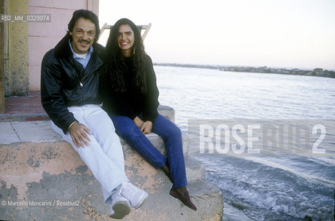 Sanremo Music Festival 1990. Brazilian singer-songwriter Toquinho and his wife Monica / Festival di Sanremo 1990. Il cantautore brasiliano Toquinho e sua moglie Monica - ©Marcello Mencarini/Rosebud2