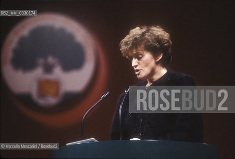 Italian politician Livia Turco at the XXth Rimini congress in February 1991, when the Italian Communist Party changed its name to the Democratic Party of the Left (PDS) / Rimini, 1991. La politica Livia Turco al XX° Congresso del Partito Comunista Italiano, quando il PCI ha cambiato nome diventando Partito Democratico della Sinistra (PDS) - ©Marcello Mencarini/Rosebud2